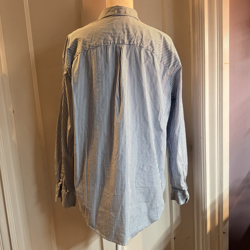 A New Day Womens Long Sleeve Button Up Shirt Blue/White Striped Size XL - Picture 3 of 7
